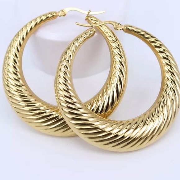 18K gold plated hoop earrings - Picture 2 of 2